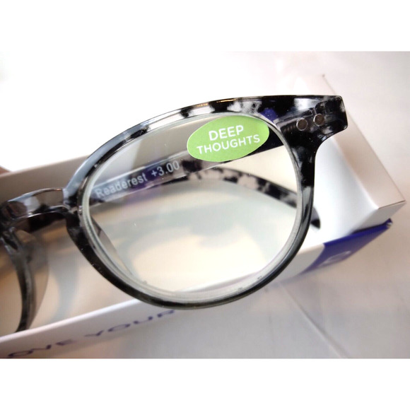 Readerest Blue Light Blocking Reading Glasses Deep Thoughts +3.00 Magnification - Picture 1 of 4